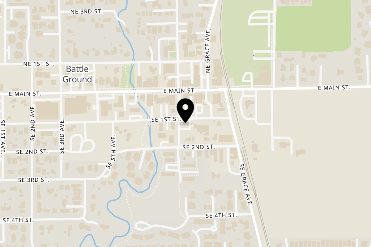 Map showing the location of Julio's Coffee and Breakfast on 705 SE 1st St in Battle Ground